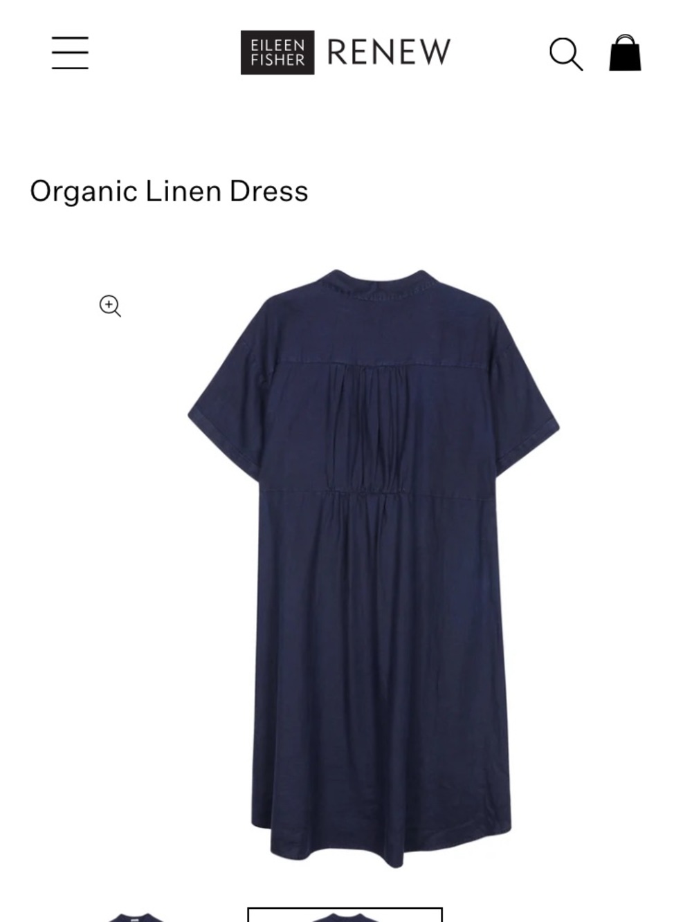 Eileen Fisher Navy Organic Linen Midi Shirt Dress Large - Picture 3 of 9